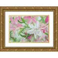 thumbnail image 1 of Iafrate, Sandra 32x23 Gold Ornate Wood Framed with Double Matting Museum Art Print Titled - Pink and White Lilies IV, 1 of 4