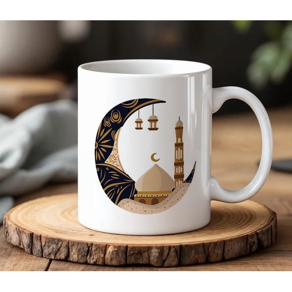 Iamic Mug with Crescent and Mosque RamA1DAn Eid Coffee Cup, Lantern and Moon Design GifT1 Idea