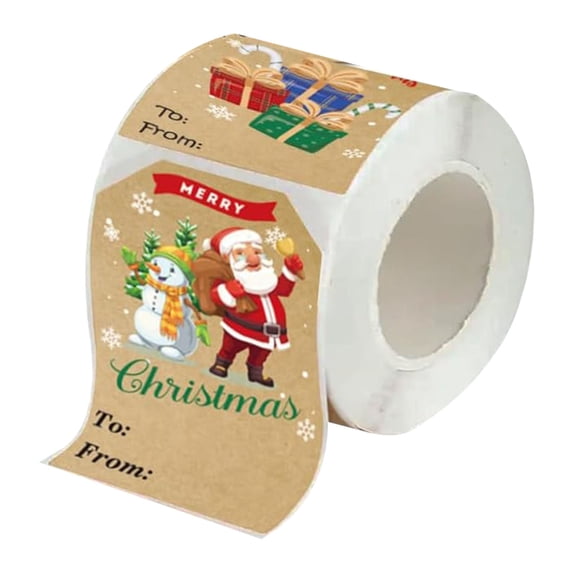 Iamnij 1Roll 3000PCS Christmas Gift Tags, Self Adhesive Santa Claus Stickers, Festive Holiday Name Labels for Wrapping Paper Presents Decor