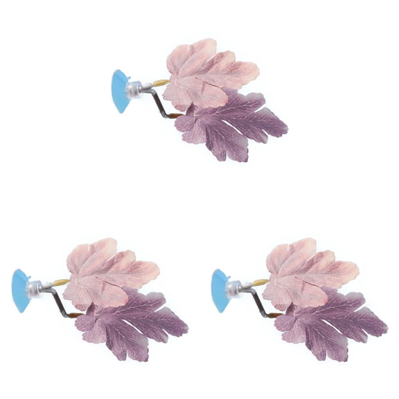 Iamnij Fish Tank Accessories Aquarium Decor Simulating, 3 Pcs Adjustable Plastic Plants Betta Natural Habitat Playing Spawn Breed Rest Bed with Suction Cup Multi Leaf Design Purple