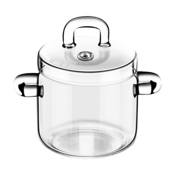 Iamnij Glass Saucepan with Cover,0.35L/12Oz Heat-Resistant Glass Stovetop Pot and Pan with Lid,Handmade Glass Cookware Set Cooktop Safe for Pasta Noodle,Soup,Milk,Baby Food,Clear