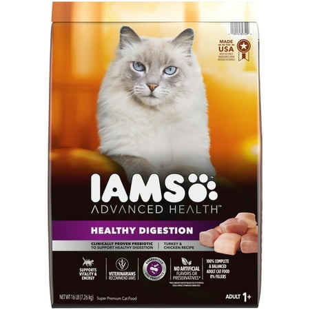 Iams Advanced Health Healthy Digestion Turkey & Chicken Recipe Adult Dry Cat Food, 16 Lb Bag