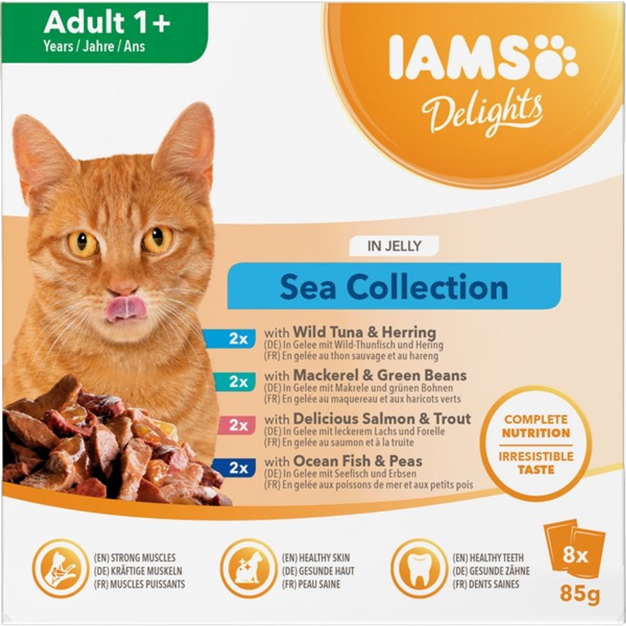 Iams Delights Adult Sea in Jelly Cat Food 8pk (8 x 85G)