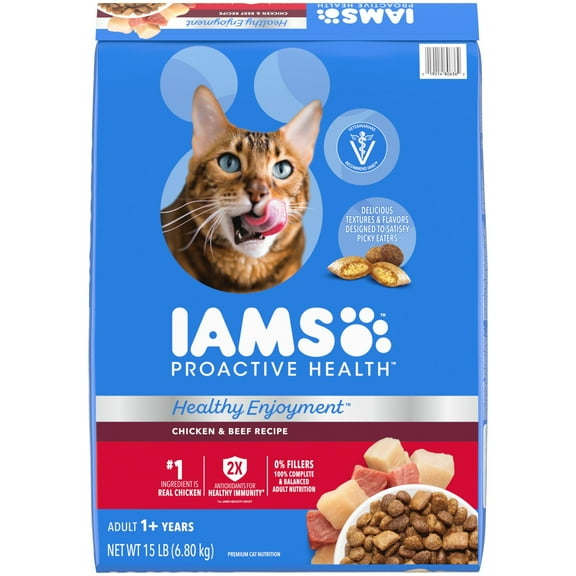 Iams Healthy Enjoyment Chicken & Beef Recipe Dry Cat Food, 15 Lb Bag