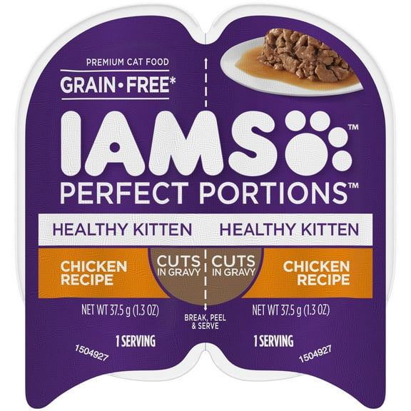 Iams Healthy Kitten Chicken Recipe Cuts In Gravy Wet Cat Food, 2.6 Oz Twin-Pack Tray