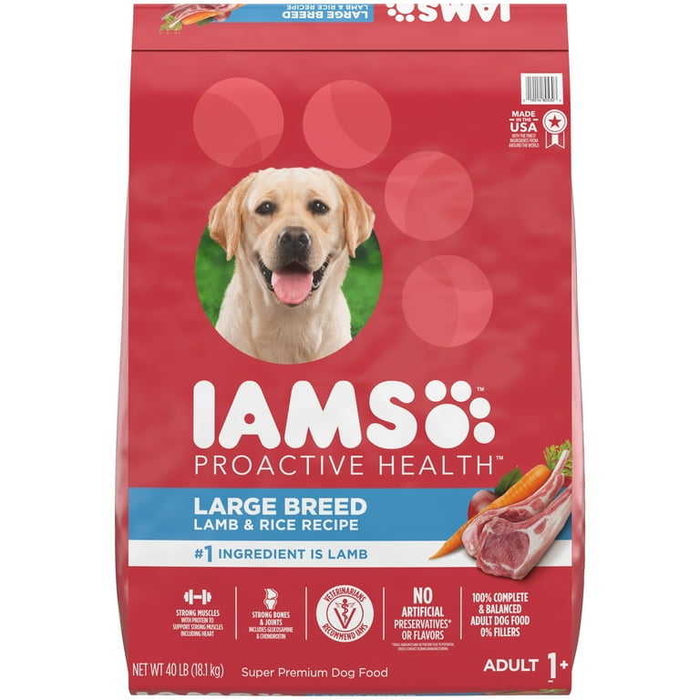 Iams Proactive Health Large Breed Adult Dry Dog Food Lamb Rice Recipe 40 Lb. Bag Walmart