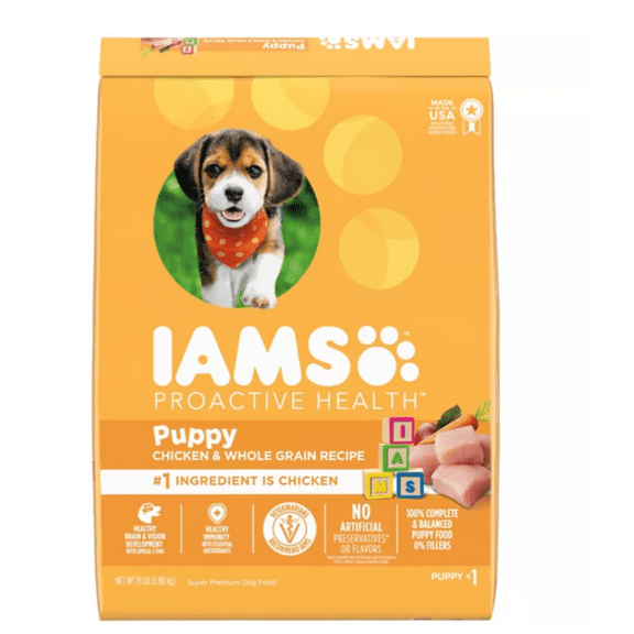 Iams PROACTIVE HEALTH Smart Puppy Dry Dog Food with Real Chicken, Bag 15 lb