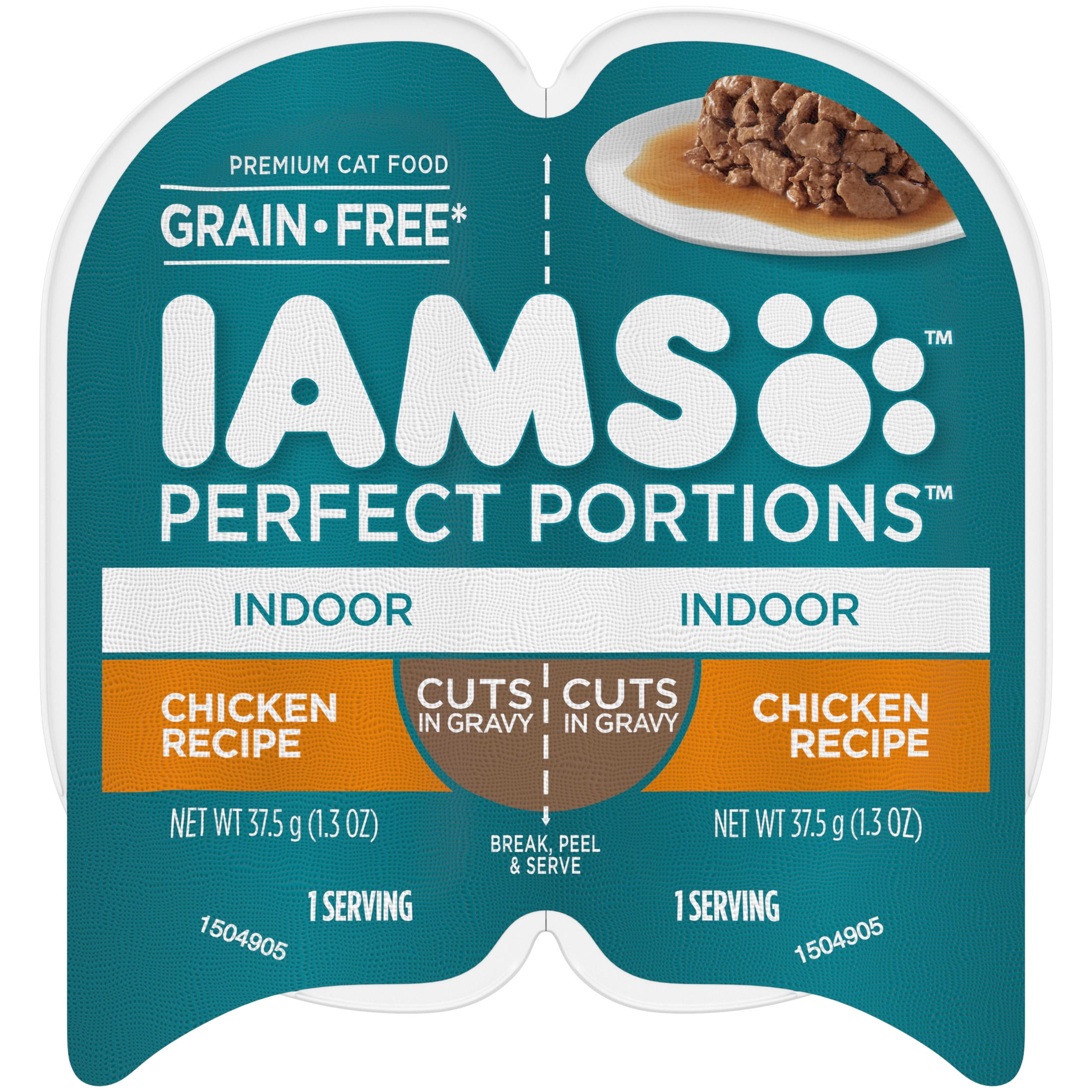 Iams Perfect Portions Cuts In Gravy Chicken Recipe Indoor Wet Cat Food, 2.6 Oz Twin-Pack Tray