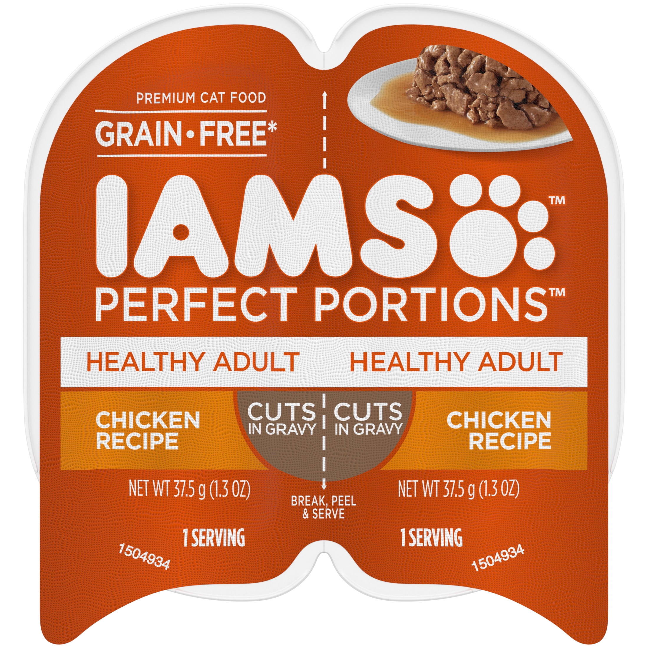 Iams Perfect Portions Healthy Adult Cuts In Gravy Chicken Recipe Wet Cat Food, 2.6 Oz Twin-Pack Tray