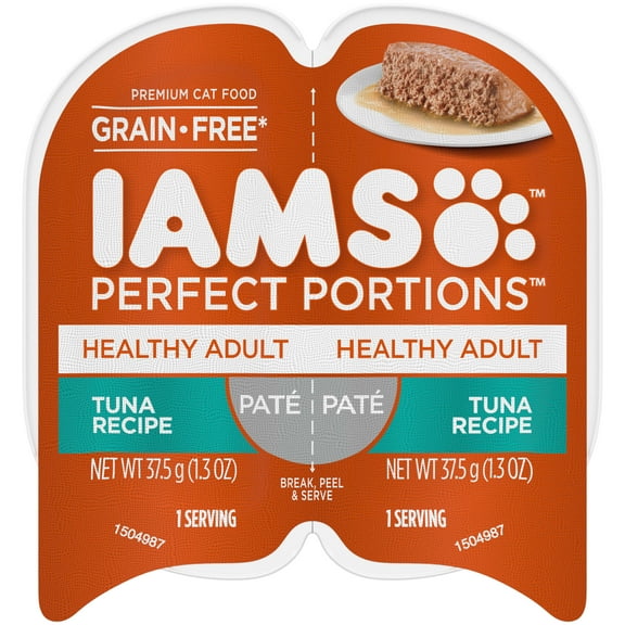 Iams Perfect Portions Pate Tuna Recipe Healthy Adult Cat Food, 2.6 Oz Twin-Pack Tray