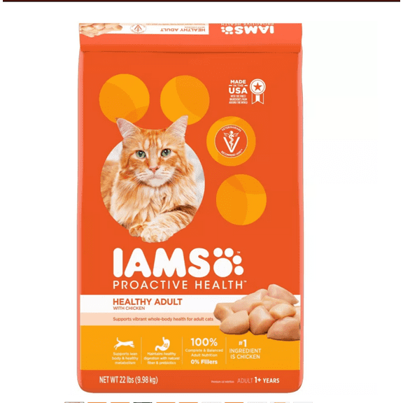 Iams ProActive Health Adult Indoor/Outdoor Healthy Original Chicken Formula Dry Cat Food 22 lb