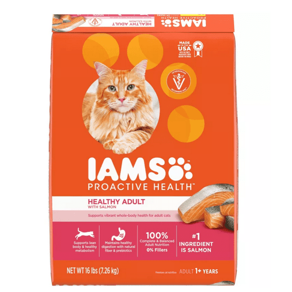 Iams ProActive Health Adult Indoor/Outdoor Healthy Salmon Formula Dry Cat Food 16 lb