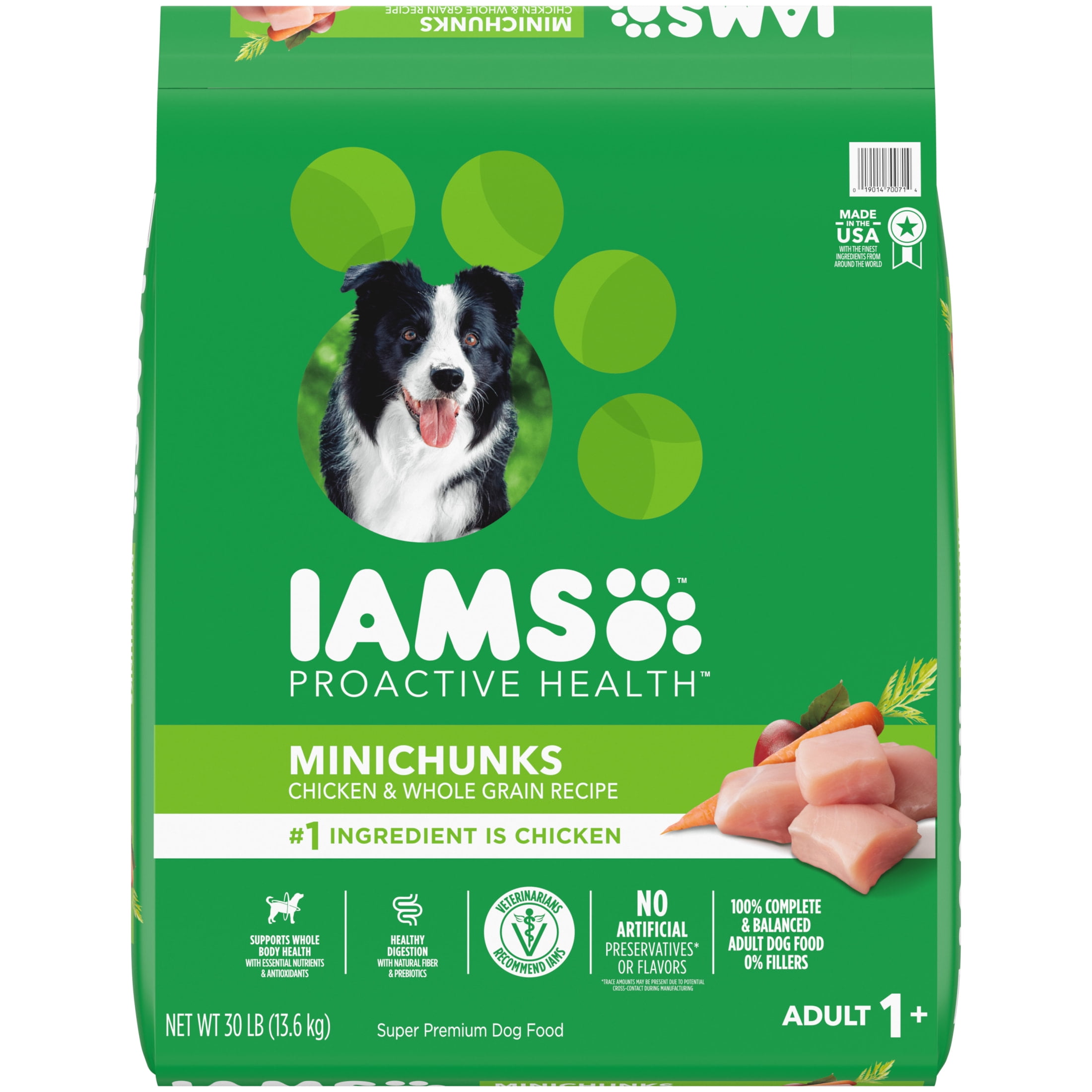 Iams Proactive Health Minichunks Dry Dog Food Real Chicken Whole Grains Mini Kibble 30 lb Bag Walmart