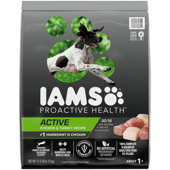 Iams Proactive Health Adult Active Chicken And Turkey Flavor Dry Dog Food, 13.5 Lb Bag