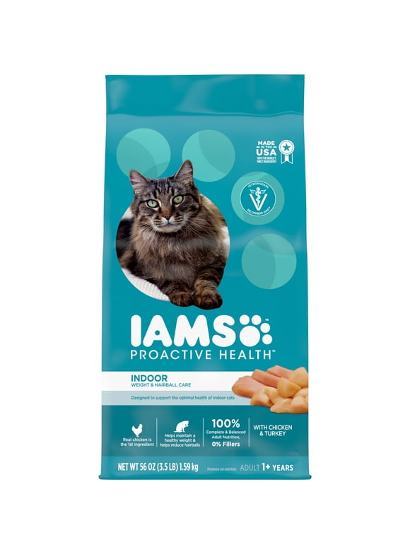 Iams Proactive Health Adult Indoor Weight Control & Hairball Control Dry Cat Food, 3.5 lb Bag