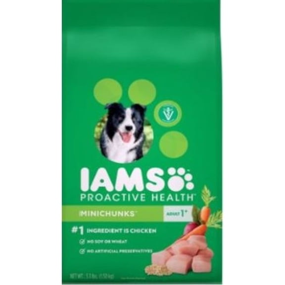 Iams Proactive Health Adult Mini Chunks Dry Dog Food, 3.3 Pound -- 4 per Case.