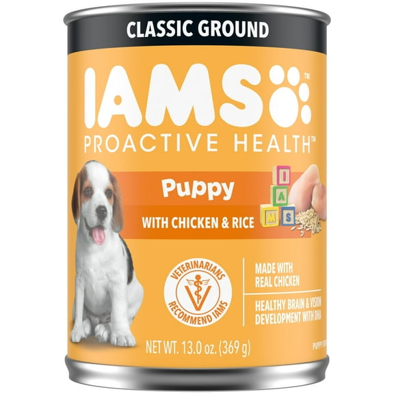 IAMs Proactive Health Puppy Wet Dog Food Classic Ground with Chicken and Rice, 13 oz. Can