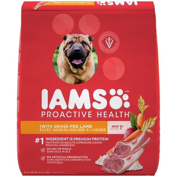 Iams Proactive Health Adult With Grass-Fed Lamb Dry Dog Food, 26.2 Lb