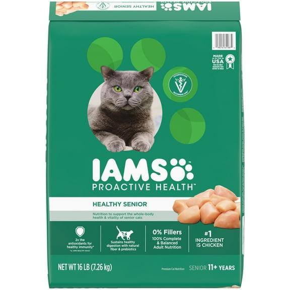 Iams Proactive Health Chicken Dry Cat Food For Senior Cats, 16 Lb Bag