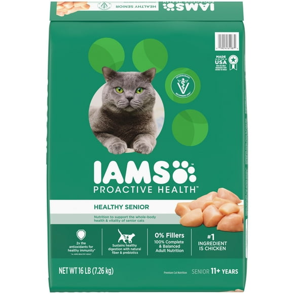 Iams Proactive Health Chicken Dry Cat Food For Senior Cats, 16 Lb Bag