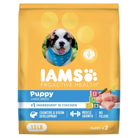 IAMS Proactive Health Puppy Food, Large Breed Premium Dry Dog Food for Large Dogs, 15 Lb. Bag