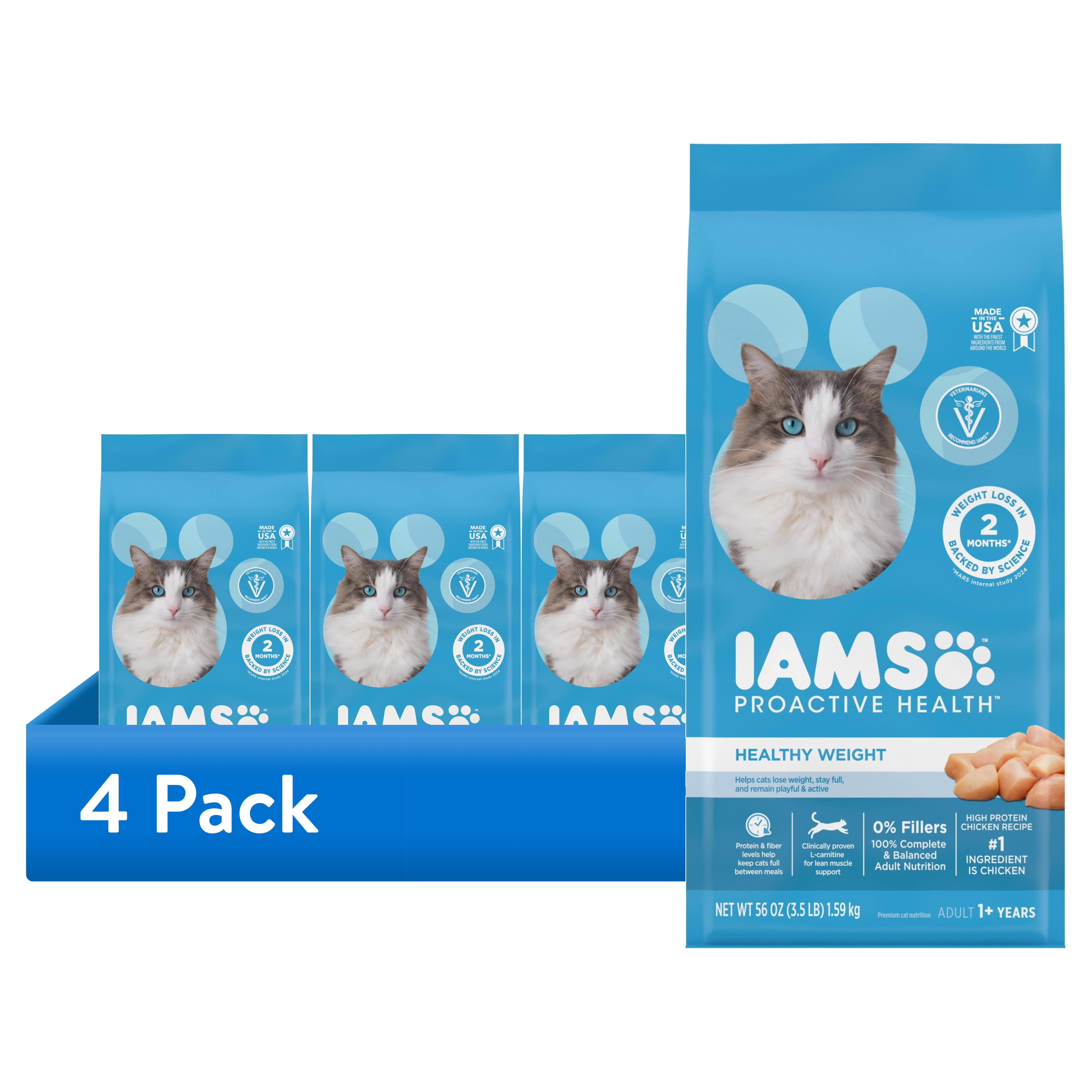 (4 pack) Iams Proactive Health Chicken Flavor Dry Cat Food Healthy Weight 3.5 lb Bag
