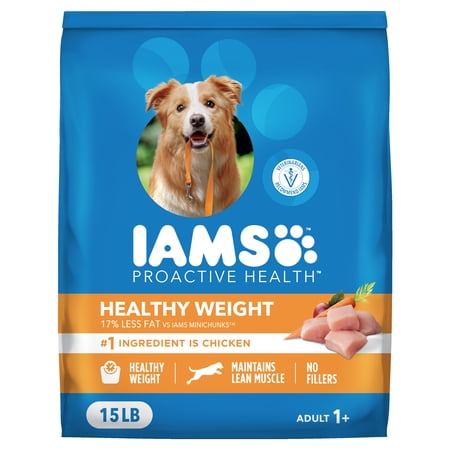 IAMS Proactive Health Dog Food Dry Recipe for Healthy Weight, Adult Dry Dog Food, 15 lb. Bag