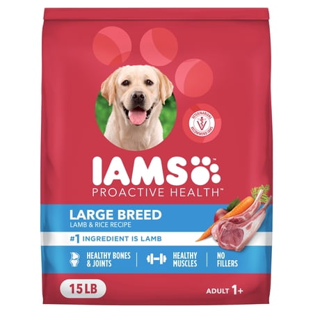 IAMS Large Breed Dry Dog Food, Adult Dog Food Dry Recipe, Lamb & Rice Recipe, 15 lb. Bag