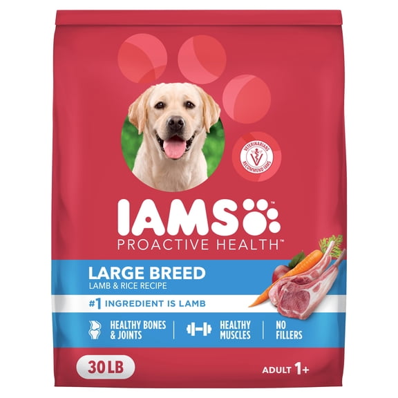 IAMS Large Breed Dry Dog Food, Adult Dog Food Dry Recipe, Lamb & Rice Recipe, 30 lb. Bag