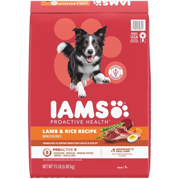 Iams Proactive Health Minichunks Dry Dog Food with Real Lamb & Rice, 15 lb. Bag