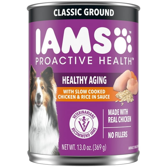 Iams Proactive Health Senior Soft Wet Dog Food Pate With Slow Cooked Chicken & Rice, 13 Oz Can
