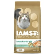 Iams Proactive With Real Chicken & Salmon Health Long Hair Care Adult Dry Cat Food, 6 Lb Bag