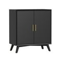 thumbnail image 1 of Ian 36 Inch Small Bar Cabinet with 2 Doors Flared Legs Modern Black Wood - Saltoro Sherpi, 1 of 5
