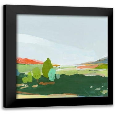 Ian C 12x12 Black Modern Framed Museum Art Print Titled - Green Hills II