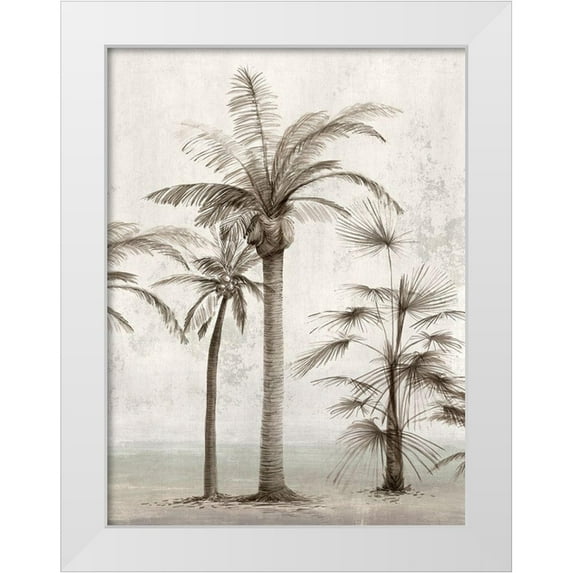 Ian C 15x18 White Modern Wood Framed Museum Art Print Titled - Vintage Palm Trees I