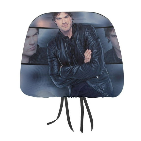 Ian Joseph Somerhalder Car Headrest Cover 2 Pcs Vehicles Seat Pillow Cover Protector Accessories Decor Auto Front/Rear Seats Head Rest Cover 2 Pcs Universal Fit Most Cars Sedan SUV Van