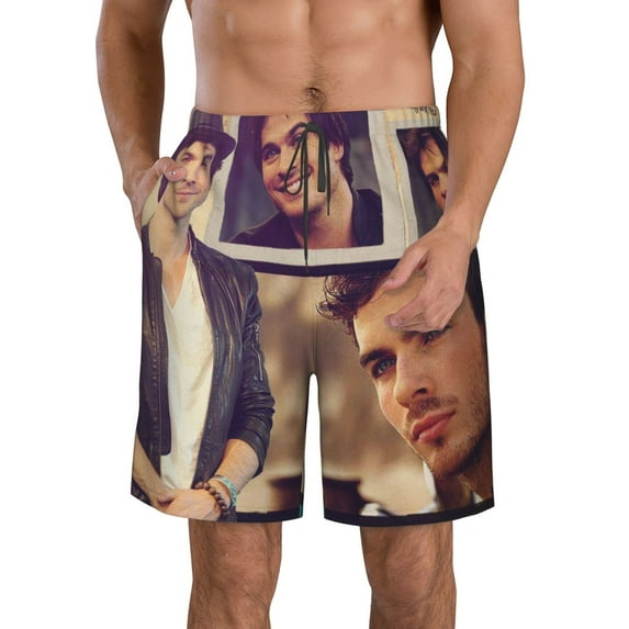 Ian Somerhalder The Vampire Diaries Men's Beach Shorts Swim Trunks Casual Quick Dry Board Shorts Swimwear with Mesh Lined and Pockets