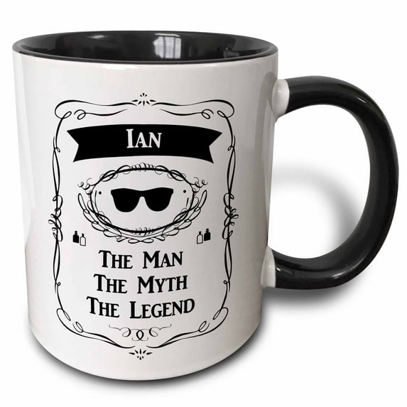 3drose, Ian - the Man the Myth the Legend - Personal Name Personalized Gift, 11oz Two-tone Black Mug