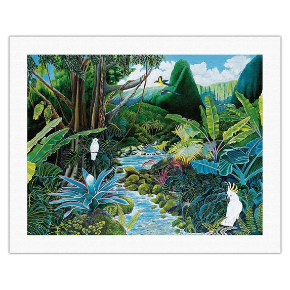 Iao Valley - Maui Hawaii - From an Original Color Painting by Ari Vanderschoot - Fine Art Rolled Canvas Print (Unframed) 20in x 26in