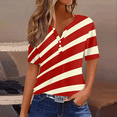 thumbnail image 1 of Iaqnaocc 250 Anniversary Usa Shirt for Women 4th Of July Summer Button Down V-Neck Vintage Shirts Patriotic American Flag Stars Striped Festival Short Sleeve Tee Shirts Deep Red L, 1 of 3