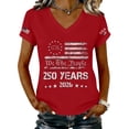 thumbnail image 1 of Iaqnaocc 250 Anniversary Usa Shirt for Women 4th Of July Summer Funny V-Neck Vintage T Shirt Independence Day 250&nbsp;anniversary usa flag Fashion Short Sleeve T Shirts for Women Red L, 1 of 4