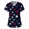 thumbnail image 1 of Iaqnaocc 4th of July Scrub Tops Women Patriotic Plus Size American Flag Stars Nursing Uniform Fashion V-Neck Scrub Shirt July 4th Celebration Short Sleeve Medical Workwear with Pockets Navy 3XL, 1 of 5