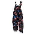 thumbnail image 1 of Iaqnaocc 4th of July Womens Jumpsuit Patriotic American Flag Stars Sleeveless Jumpers Casual Adjustable Strap Jumpsuits Fashion Cotton Linen Overalls Blue 4XL, 1 of 4
