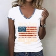 thumbnail image 1 of Iaqnaocc 4th Of July Womens Summer Tops Independence Day V Neck Short Sleeve 250 Anniversary Usa Flag Patriotic We The People 250th Anniversary Flag Usa Flag Red White and Blue Tee Tops White XXL, 1 of 4