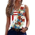thumbnail image 1 of Iaqnaocc 4th Of July Womens Tank Tops Sleeveless Summer Loose Fit V Neck Pleated Tank Tops Patriotic American Flag Floral Print Festival Tee Tops Multicolor S, 1 of 6