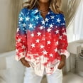 thumbnail image 1 of Iaqnaocc American Flag Shirt for Women Usa Patriotic American Flag Stars Blouses America 250 Shirt Festival Button Down Collared Shirt Lightweight Long Sleeve Outfits Dark Blue S, 1 of 4