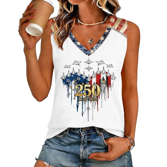 Iaqnaocc American Flag Tank Tops for Women 250th Anniversary Usa Shirt Patriotic Loose 250th Anniversary Flag Heart 4th Of July Summer Sleeveless Independence Day 1776 Vest Tees Gold XXL