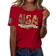 thumbnail image 1 of Iaqnaocc American Flag Womens Tops 4th Of July Short Sleeve America 250 Round Neck Patriotic 250 anniversary usa flag Tees Vintage 2026 Summer Plus Size T Shirts for Women Red XXL, 1 of 3