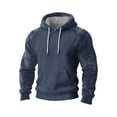 thumbnail image 1 of Iaqnaocc Christmas Mens Hoodies Casual Flannel Fuzzy Fleece Hooded Sweatshirt Xmas Cozy Fit Faux Fur Long Sleeve Pullover Top Navy XXL, 1 of 4
