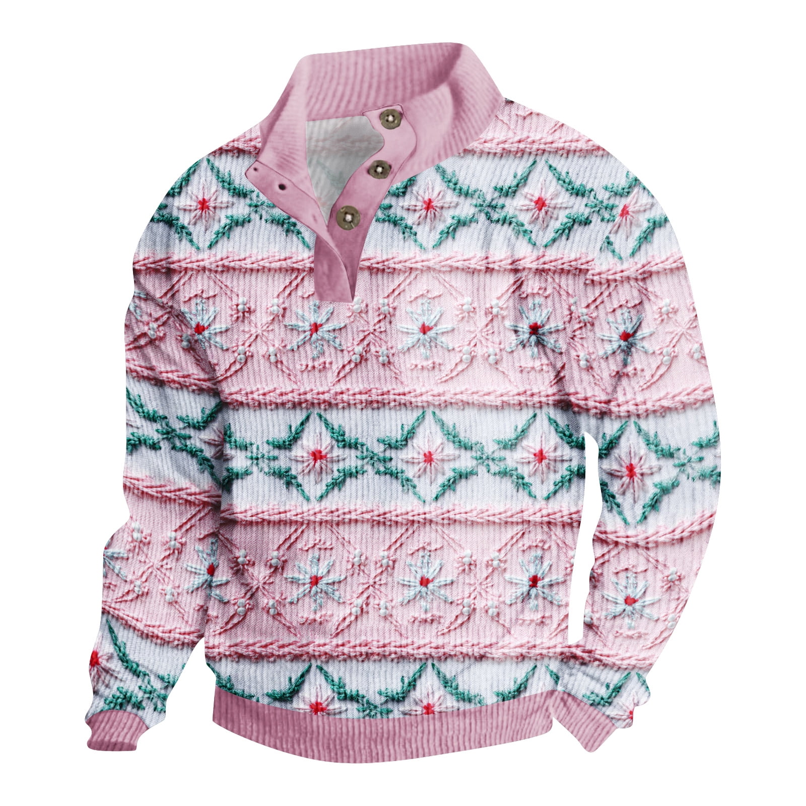 Iaqnaocc Christmas Sweatshirts for Men Dressy Henley Neck Button Up ...